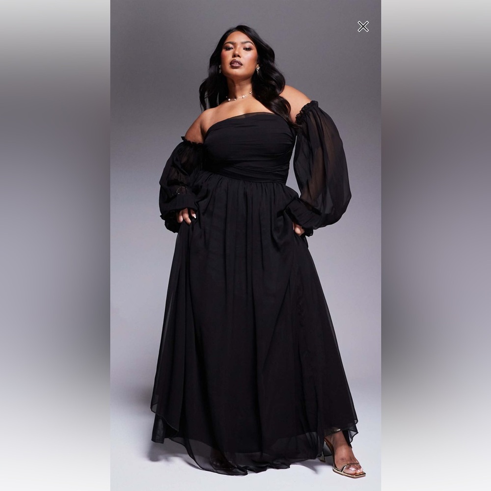 ASOS Curve Black Off the shoulder Maxi Dress